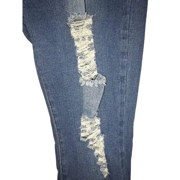 Shein Womens Distressed Skinny Jeans 2XL Blue Ripped Stretch Denim Plus - Picture 7 of 11